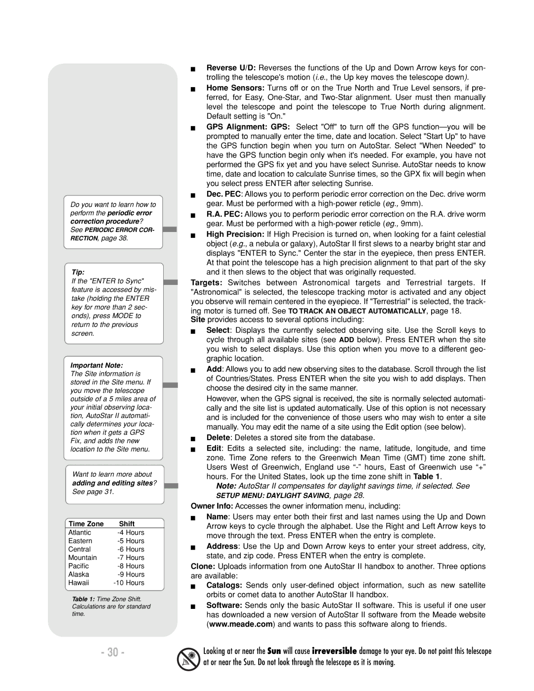 Meade LX200 R instruction manual Adding and editing sites?, Setup Menu Daylight SAVING 