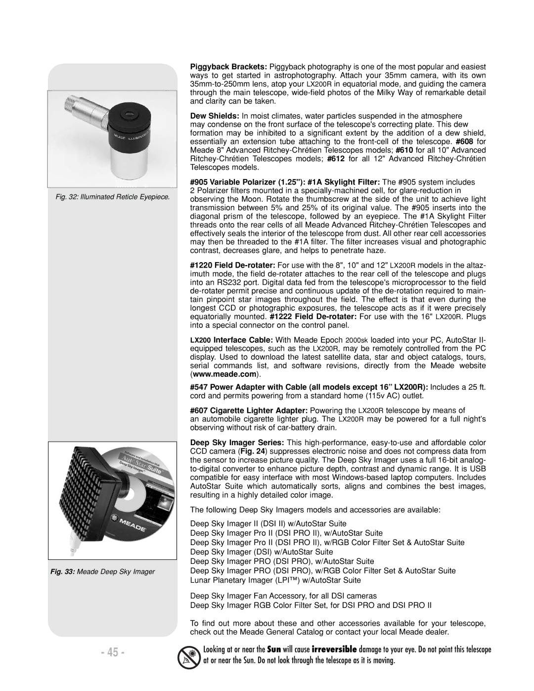 Meade LX200 R instruction manual Illuminated Reticle Eyepiece 