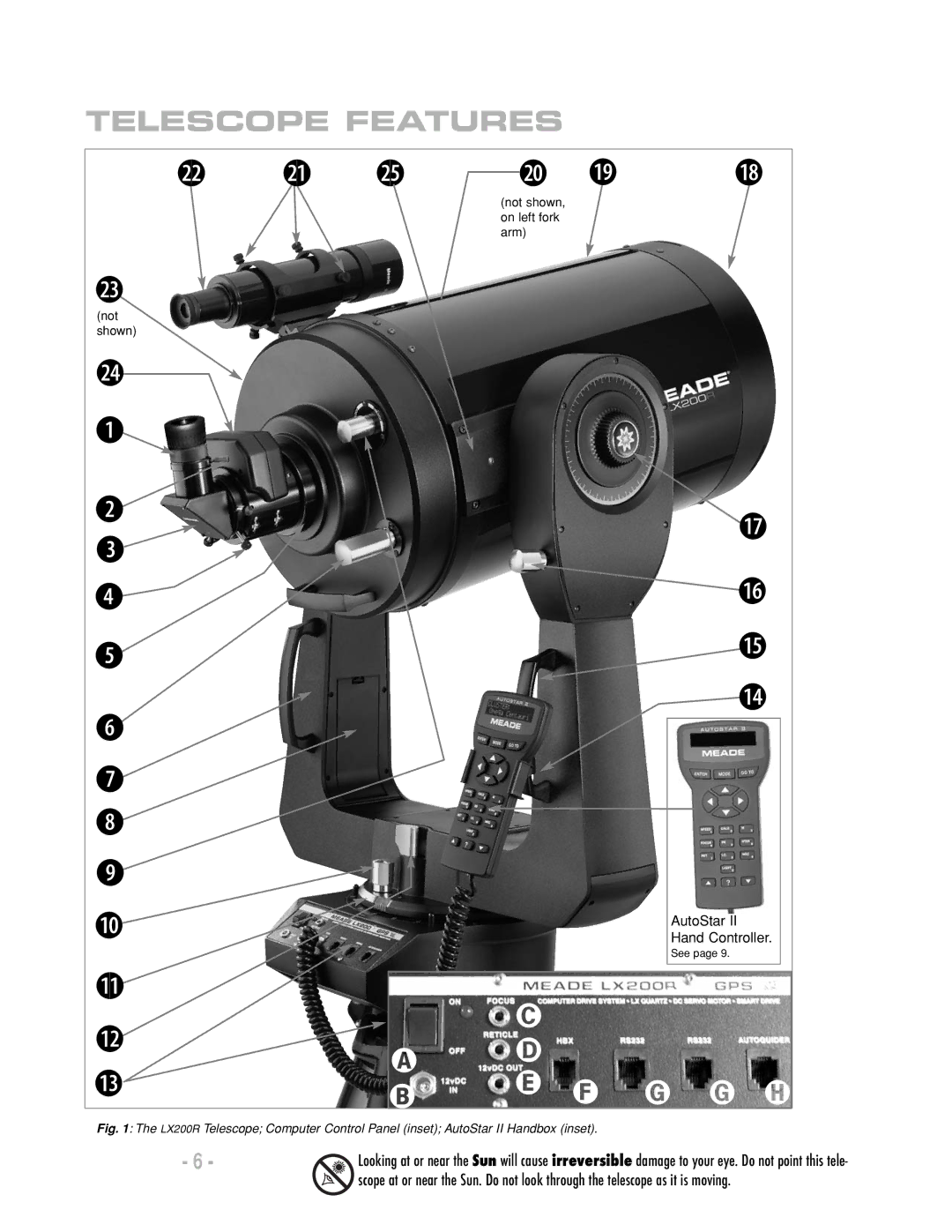 Meade LX200 R instruction manual Telescope Features, AutoStar 