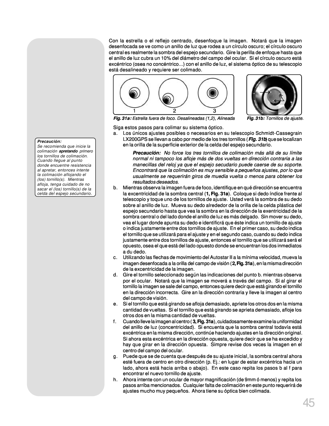 Meade LX200GPS manual Siga estos pasos para colimar su sistema óptico 