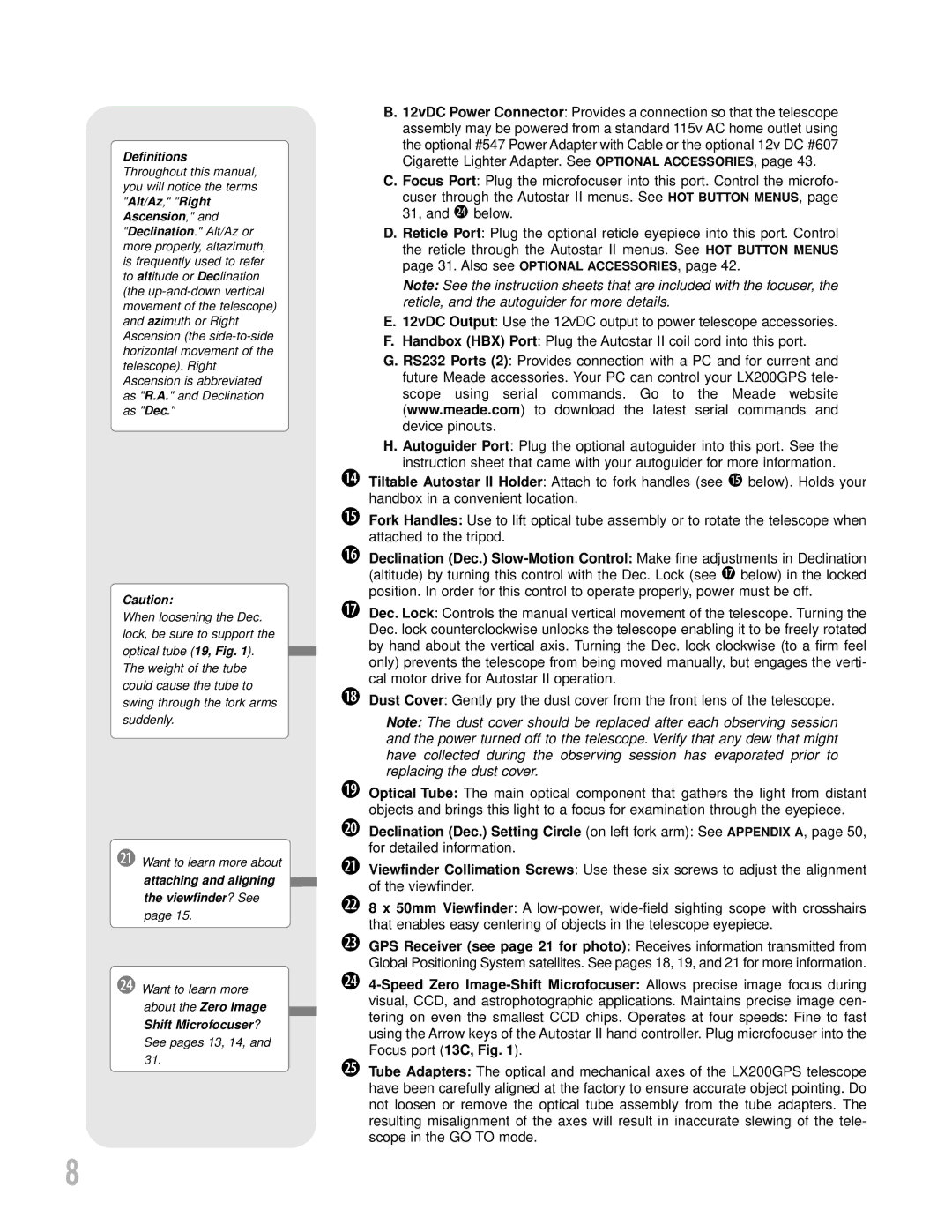 Meade LX200GPS instruction manual Definitions, Ascension, Shift Microfocuser? 