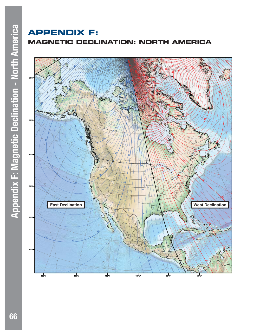 Meade LX80 Appendix F, Magnetic Declination North America, East Declination, West Declination, 1182 