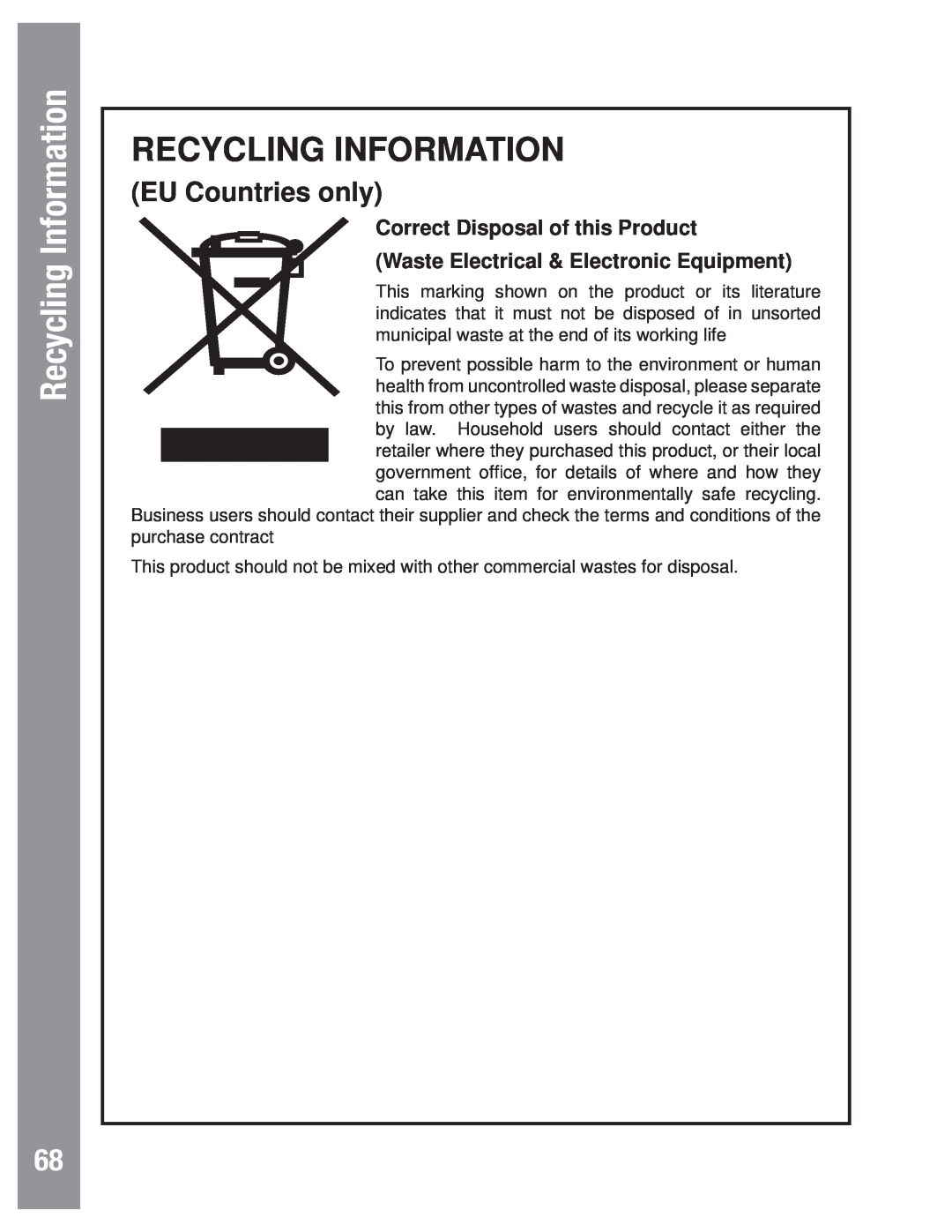 Meade LX80 instruction manual Recycling Information, EU Countries only, Correct Disposal of this Product 