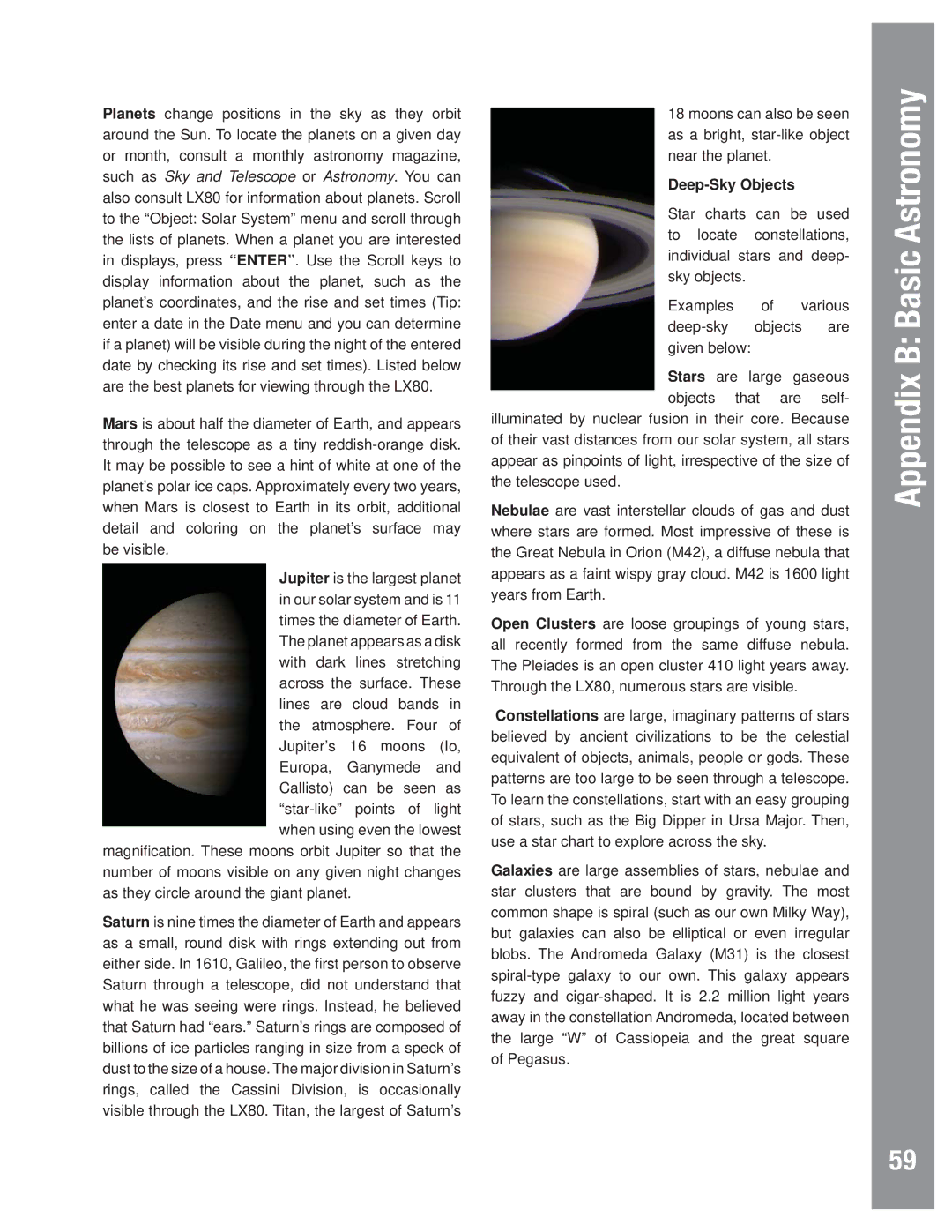 Meade LX80 instruction manual Deep-Sky Objects 