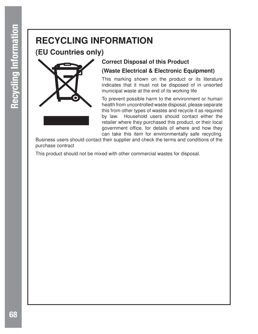 Meade LX80 instruction manual Recycling Information 