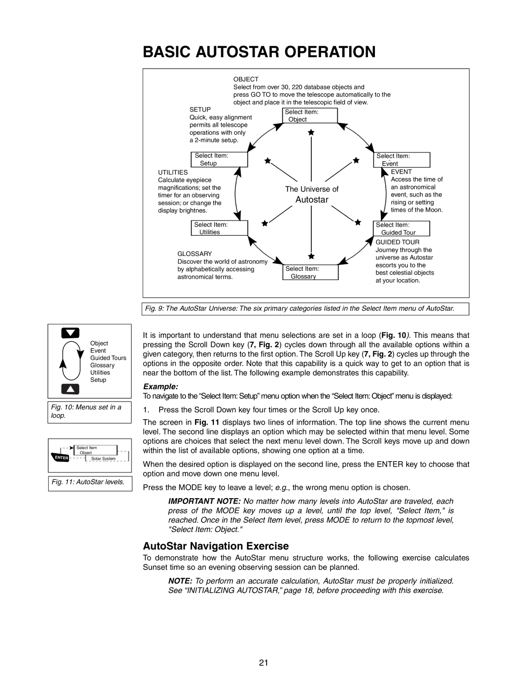 Meade LX90 instruction manual Basic Autostar Operation, AutoStar Navigation Exercise 