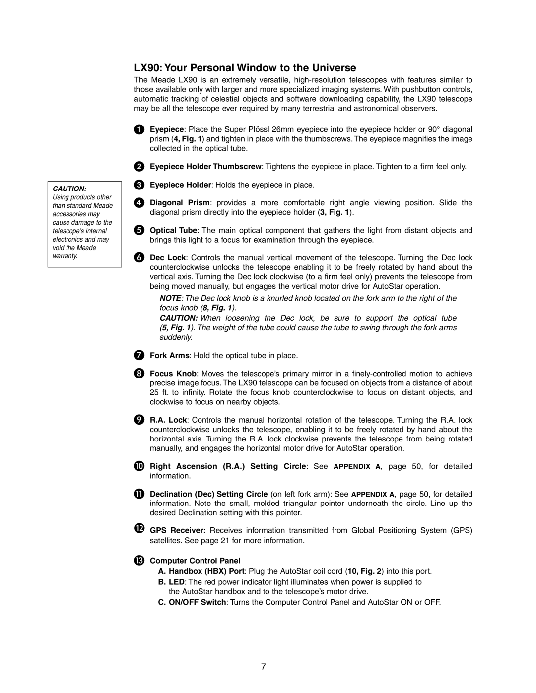 Meade LX90GPS instruction manual LX90 Your Personal Window to the Universe, Computer Control Panel 