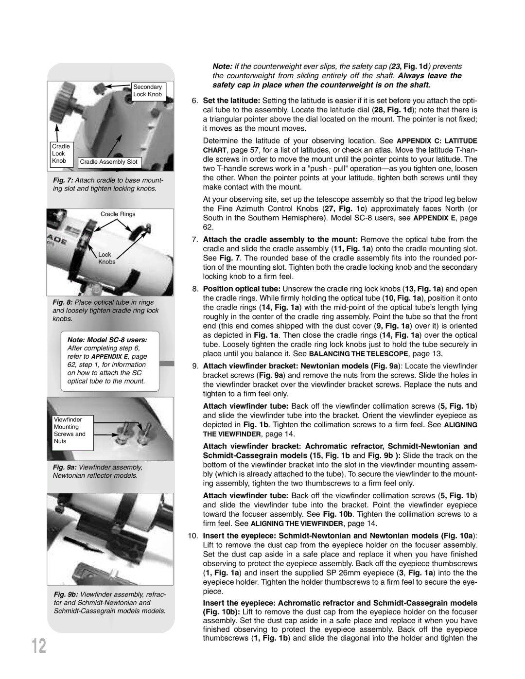 Meade LXD 75-Series instruction manual Viewfinder assembly Newtonian reflector models 