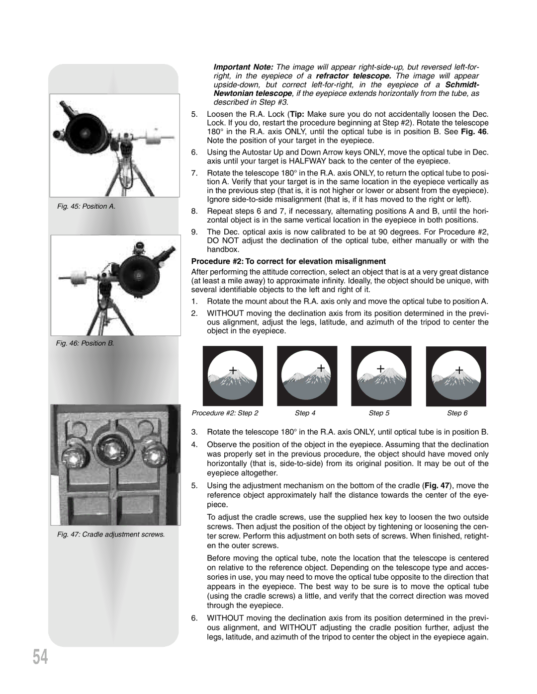 Meade LXD 75-Series instruction manual Procedure #2 To correct for elevation misalignment, Position a 