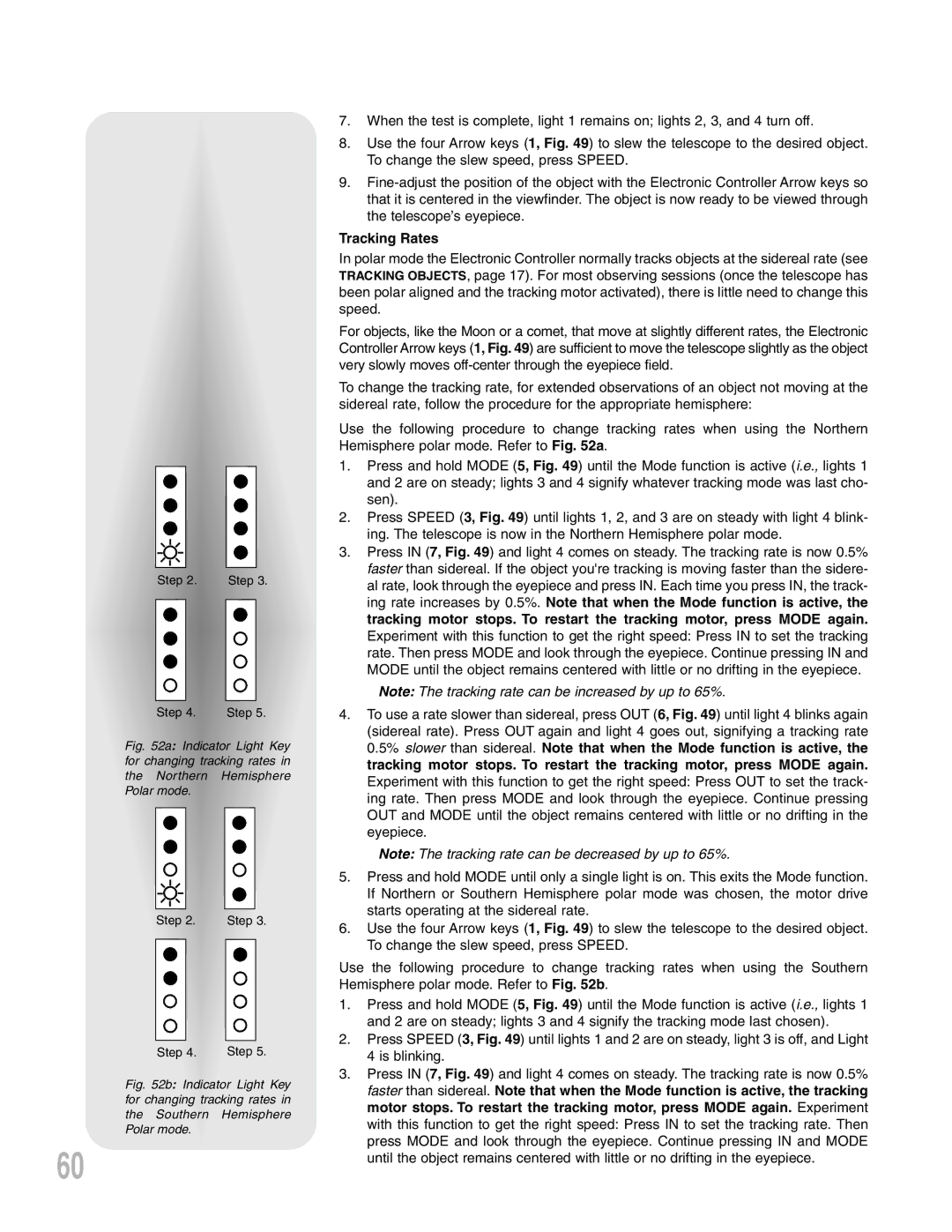 Meade LXD 75-Series instruction manual Tracking Rates 