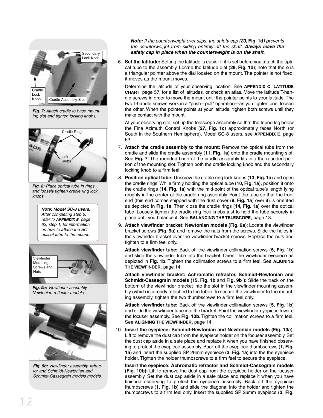 Meade LXD 75 instruction manual Viewfinder assembly Newtonian reflector models 