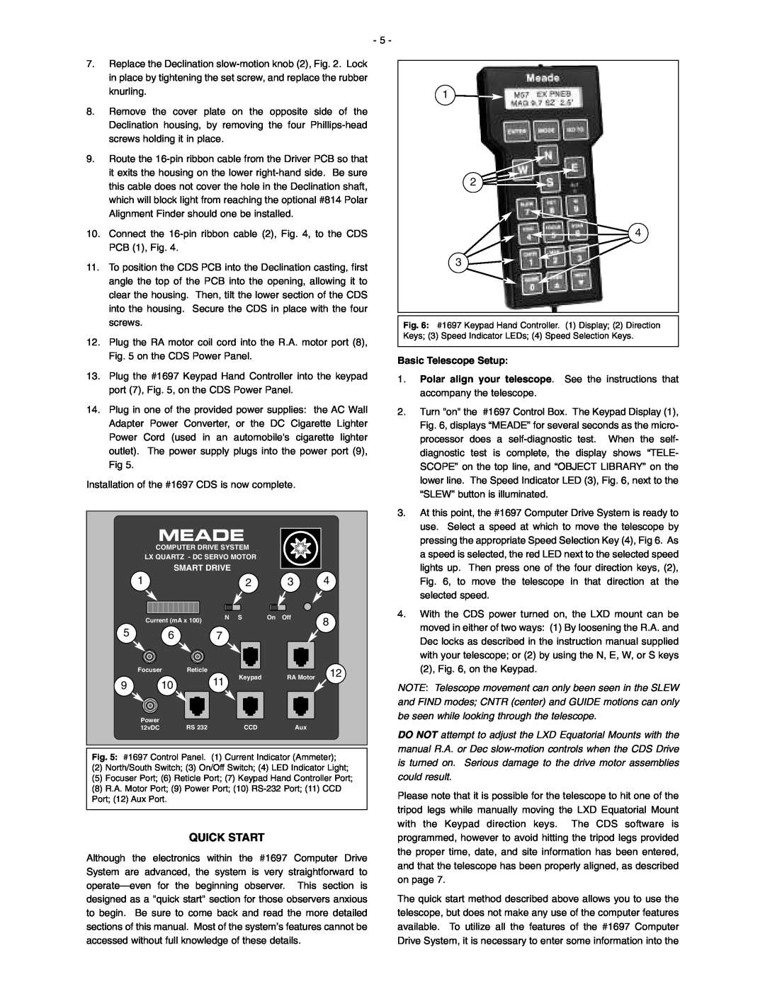 Meade LXD 650, LXD 750 instruction manual Meade, Quick Start, Basic Telescope Setup 
