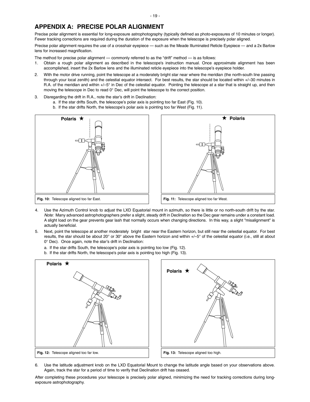 Meade LXD 650, LXD 750 instruction manual Appendix a Precise Polar Alignment 