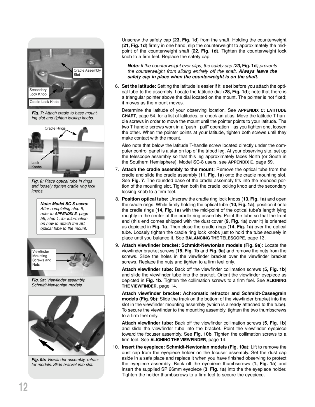Meade LXD55 instruction manual Attach viewfinder bracket Achromatic refractor and Schmidt-Cassegrain 