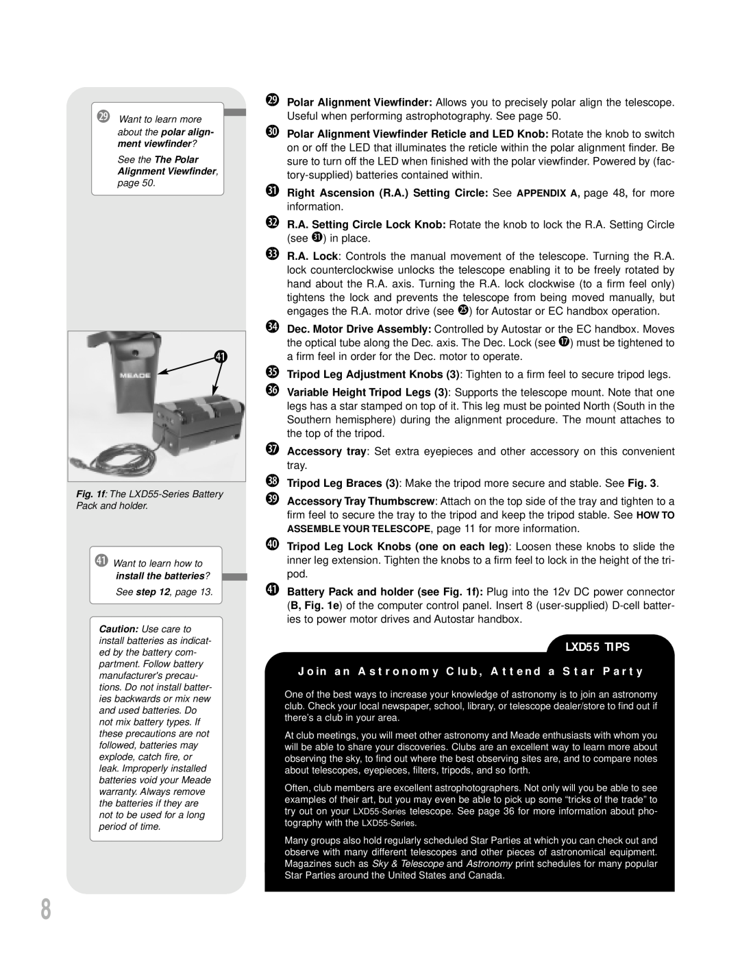 Meade instruction manual LXD55 TIPS, Join an Astronomy Club, Attend a Star Party 