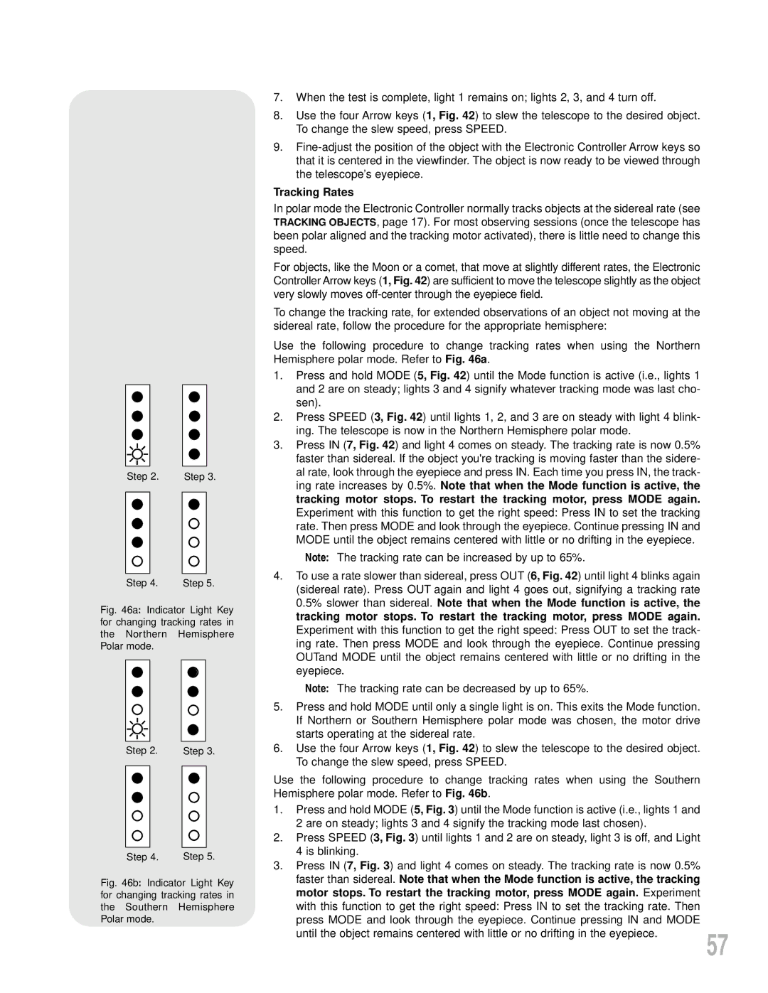 Meade LXD55 instruction manual Tracking Rates 