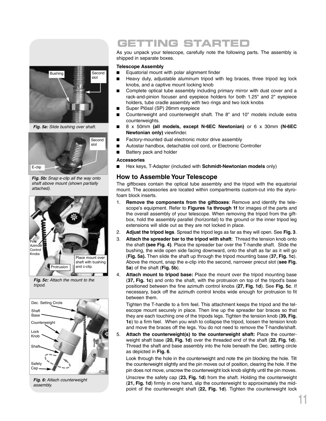 Meade LXD75 instruction manual Getting Started, How to Assemble Your Telescope 
