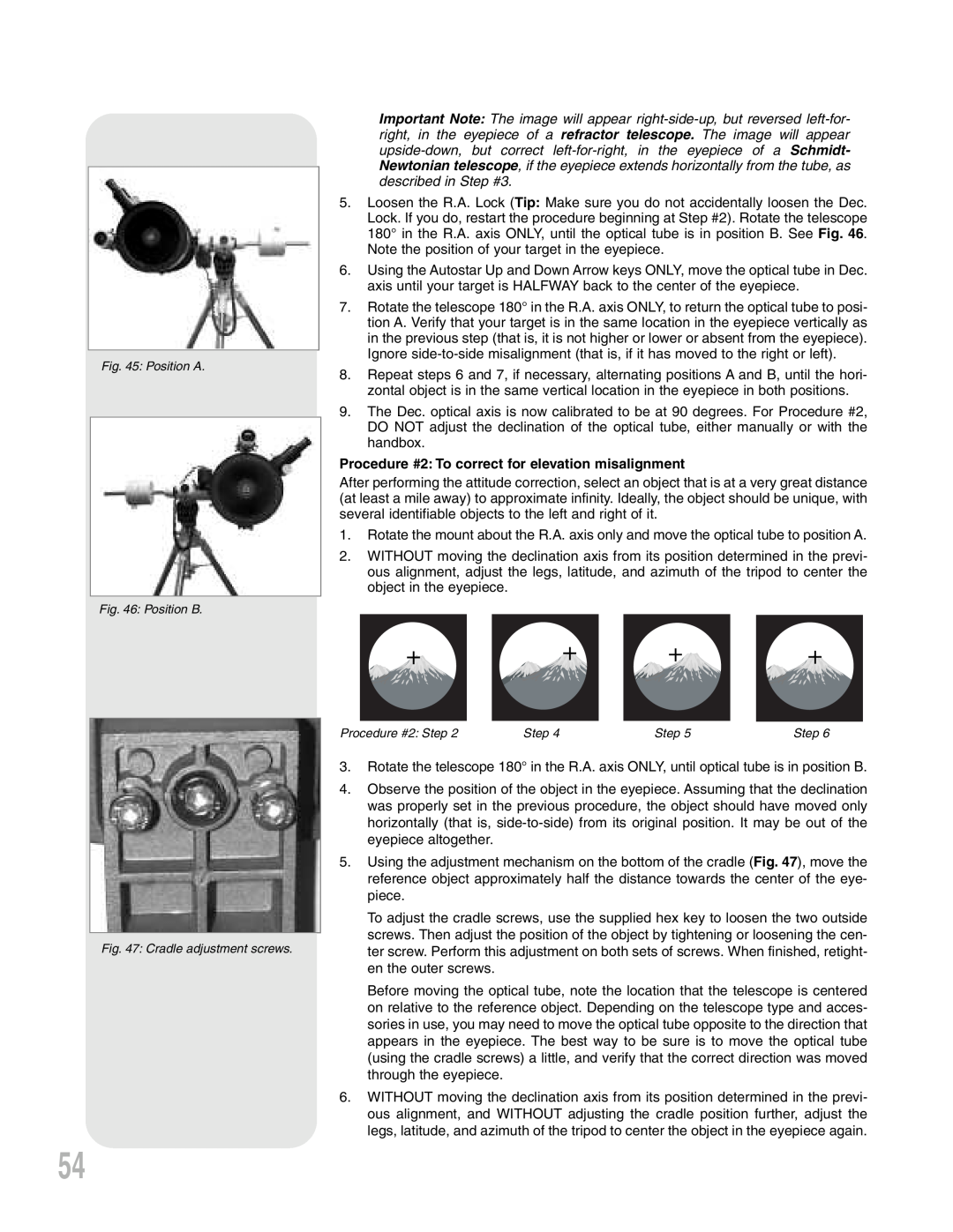 Meade LXD75 instruction manual Procedure #2 To correct for elevation misalignment 