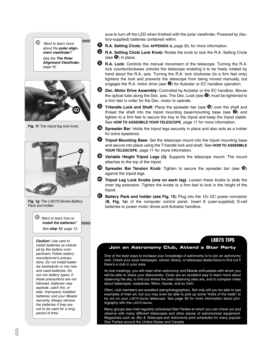 Meade instruction manual LXD75 TIPS, Join an Astronomy Club, Attend a Star Party 