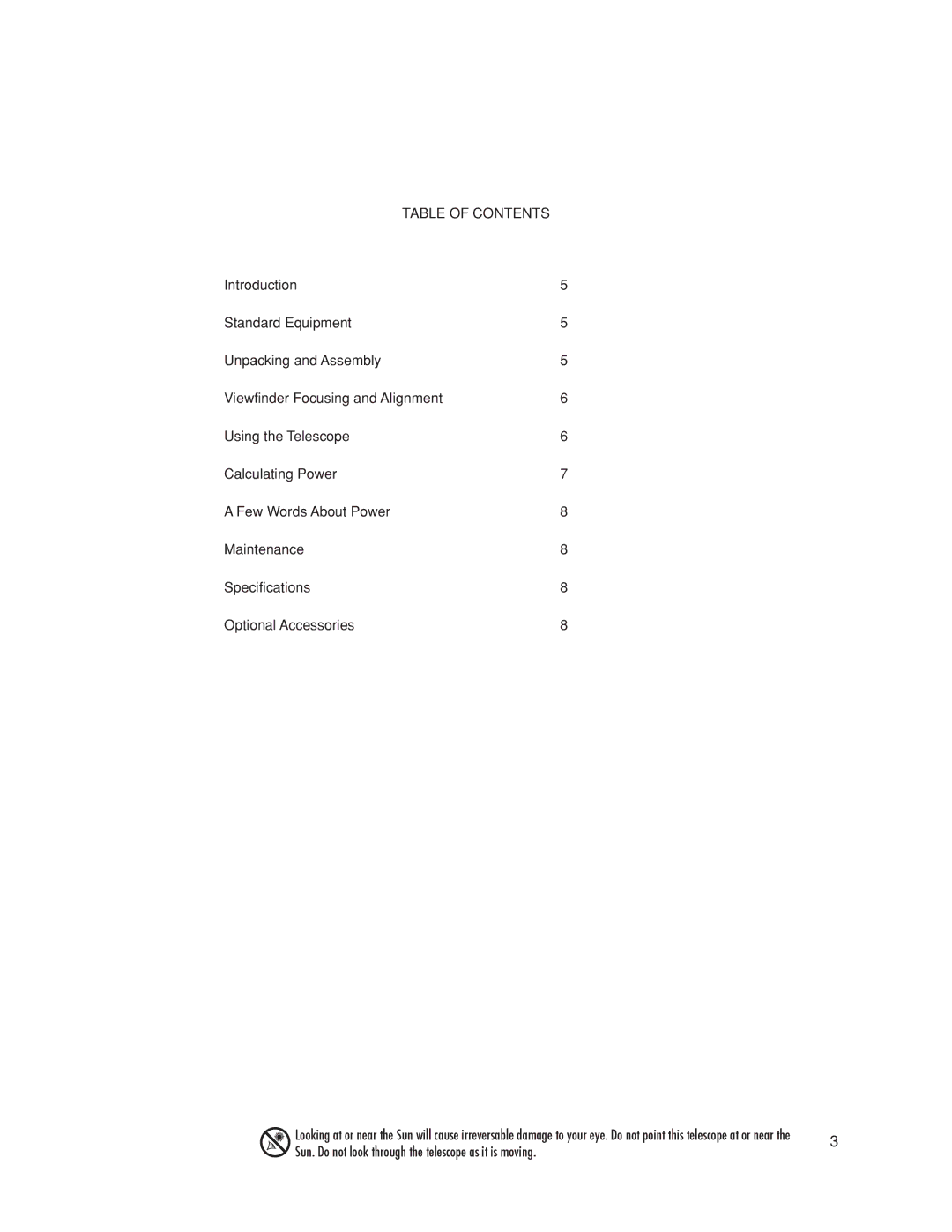 Meade Meade 50AZ-P instruction manual Table of Contents 