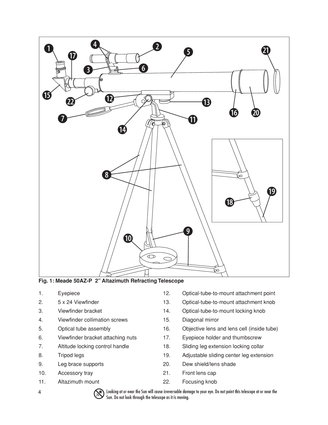 Meade instruction manual Meade 50AZ-P 2 Altazimuth Refracting Telescope 