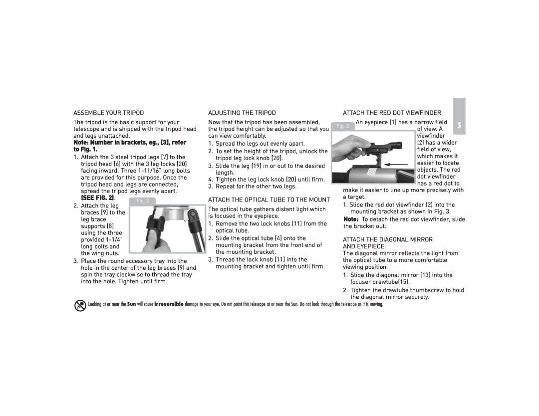 Meade NG70-SM instruction manual Note Number in brackets, eg., 3, refer to Fig, See Fig 
