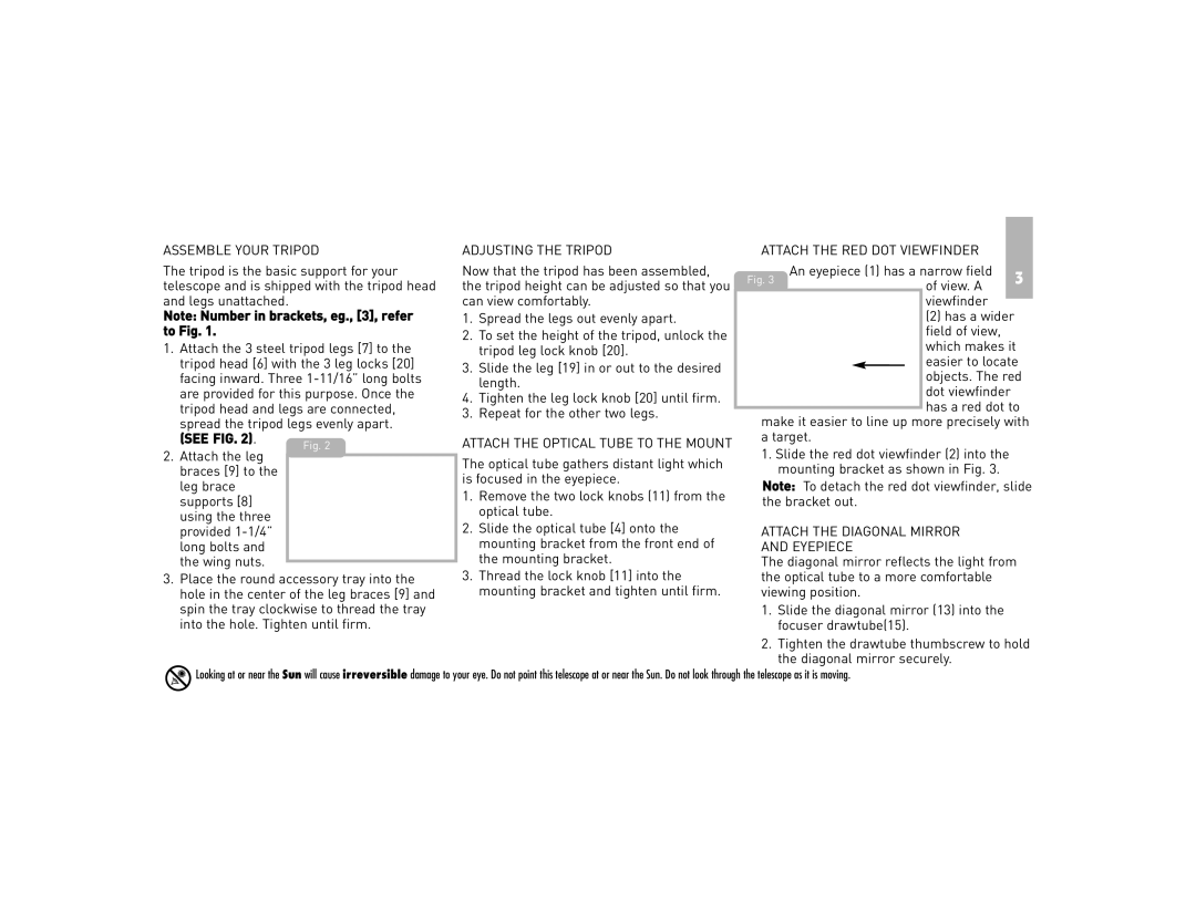 Meade NG70-SM instruction manual Assemble Your Tripod, Adjusting the Tripod, Attach the RED DOT Viewfinder 