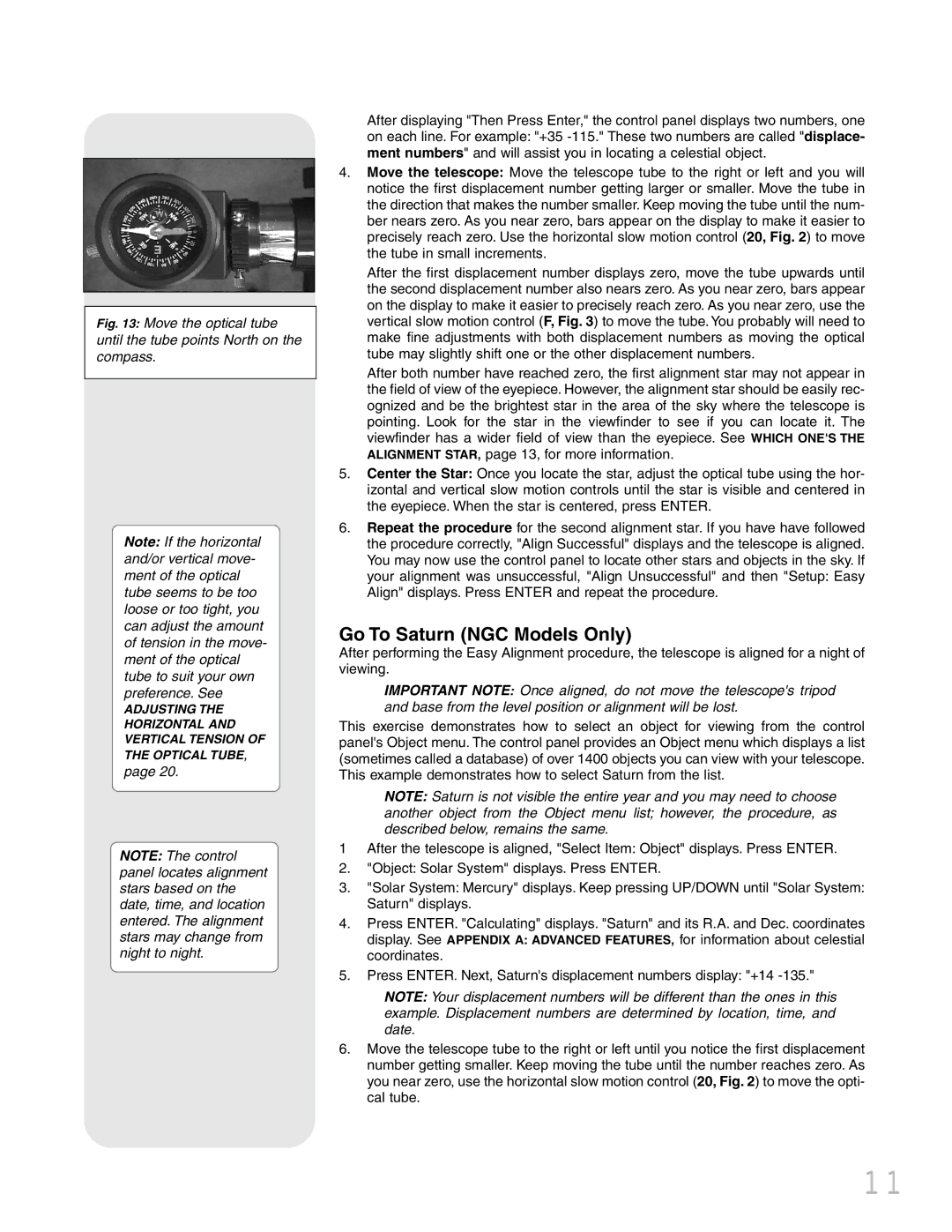 Meade instruction manual Go To Saturn NGC Models Only 