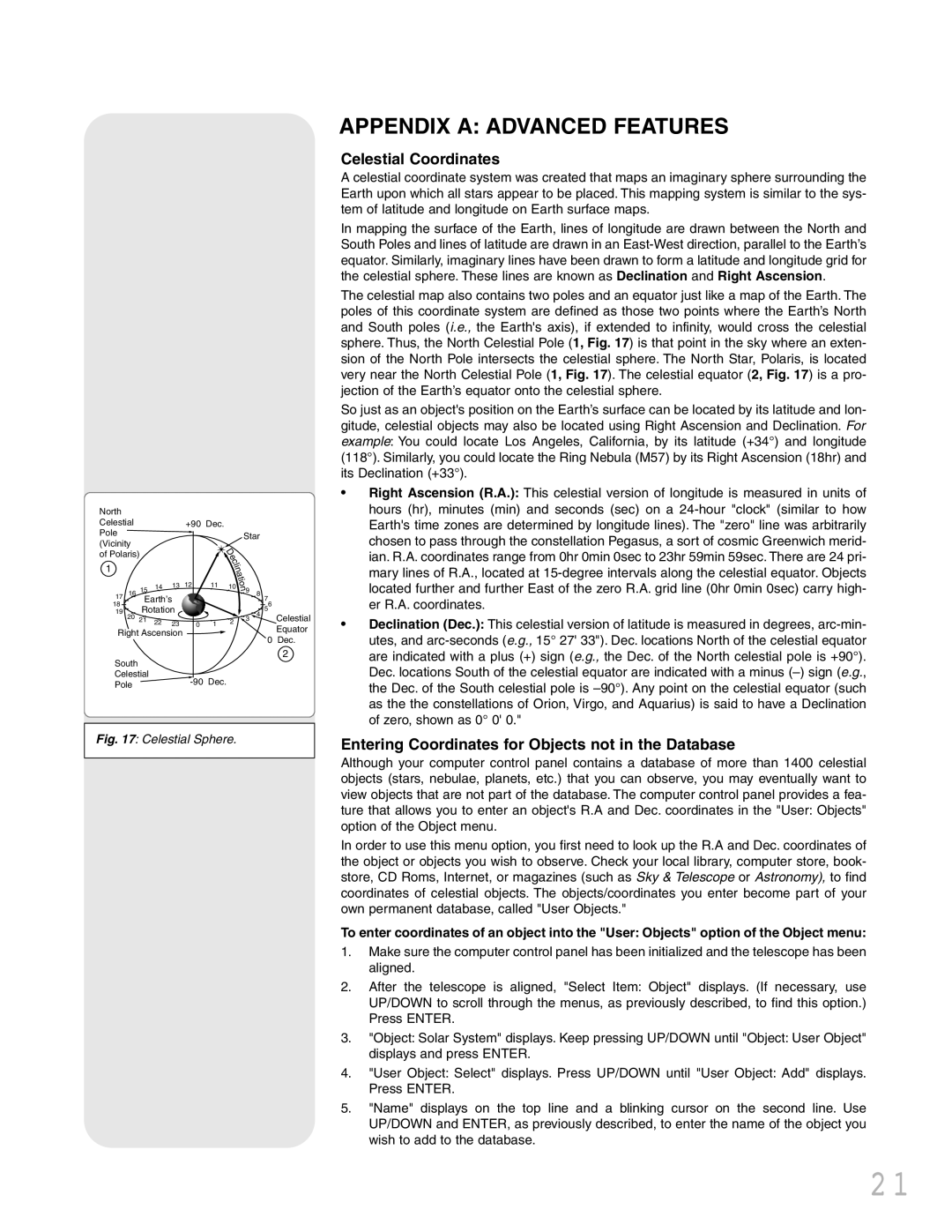 Meade NGC instruction manual Appendix a Advanced Features 