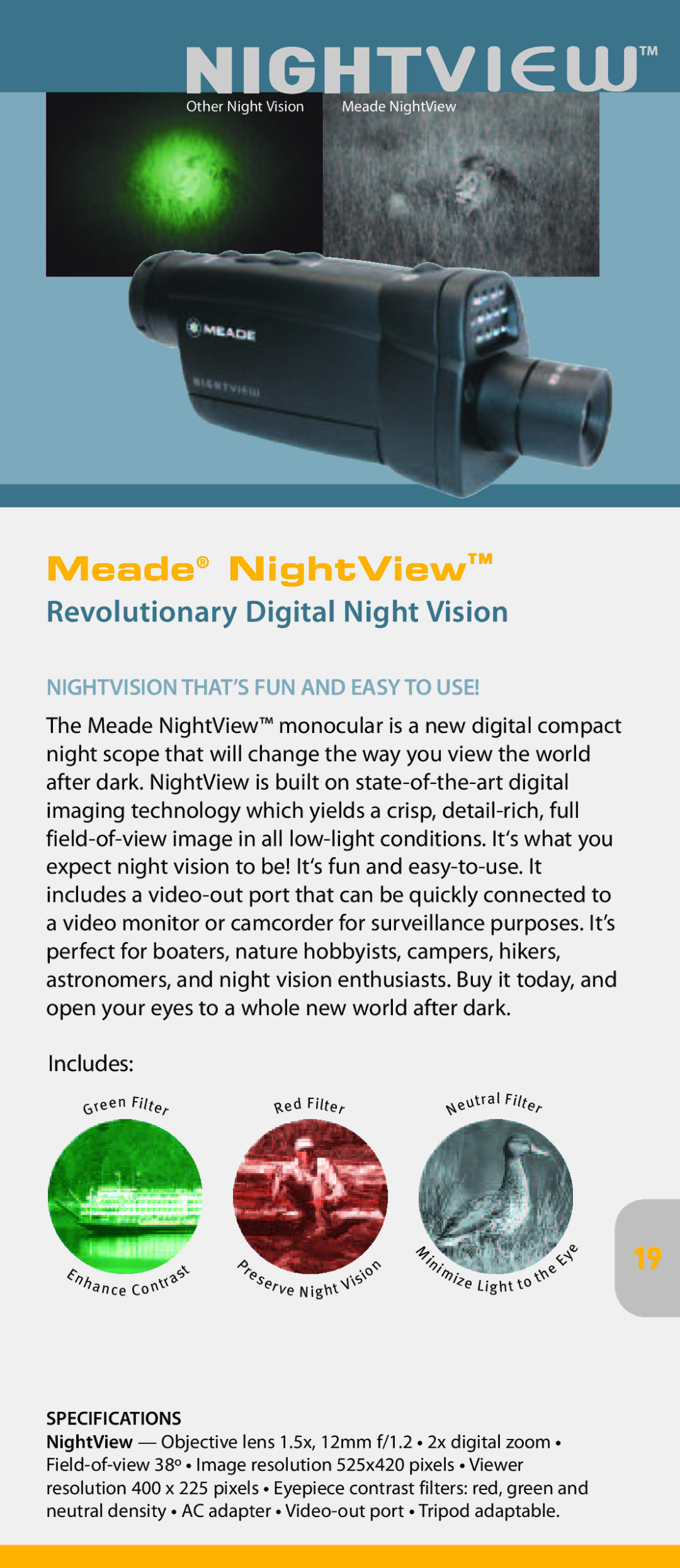 Meade pmn manual Meade NightView, Revolutionary Digital Night Vision, Nightvision THAT’S FUN and Easy to USE 