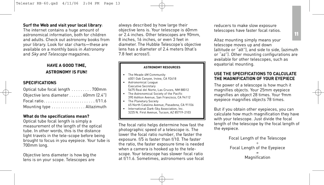 Meade RB-60 instruction manual SkyandTelescope Astronomy 