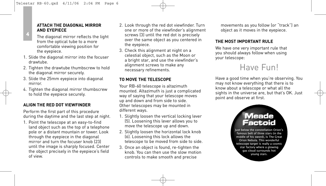 Meade instruction manual Telestar RB-60.qxd 4/11/06 204 PM 