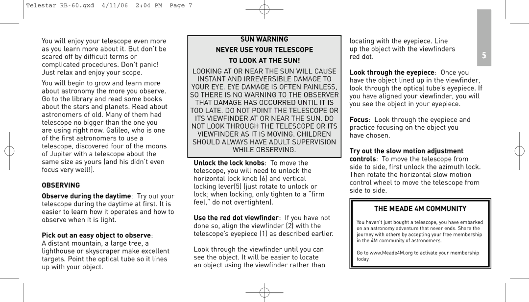 Meade instruction manual Telestar RB-60.qxd 4/11/06 204 PM 