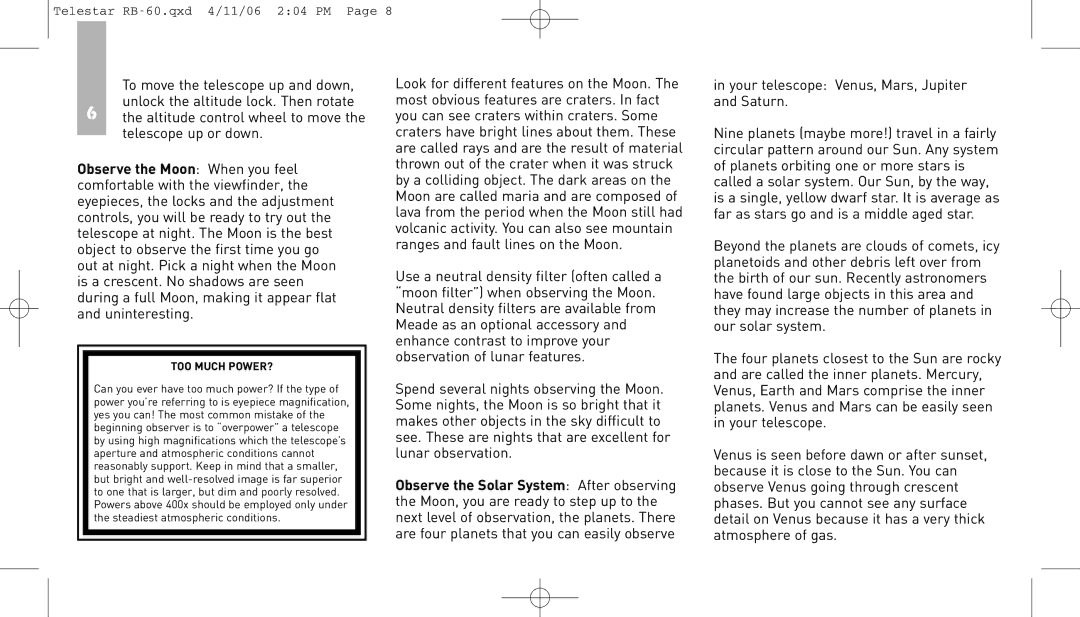 Meade instruction manual Telestar RB-60.qxd 4/11/06 204 PM 