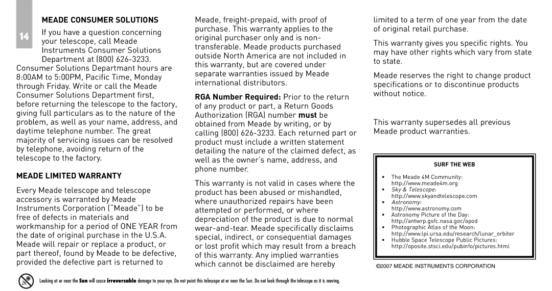 Meade RB-70 instruction manual Sky&Telescope 