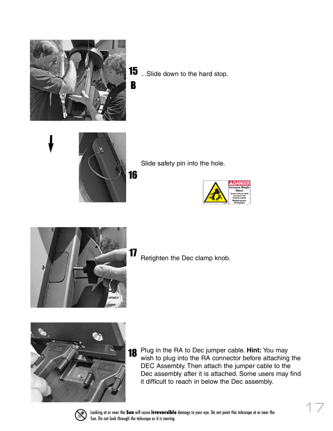 Meade RCX400 instruction manual Sun. Do not look through the telescope as it is moving 