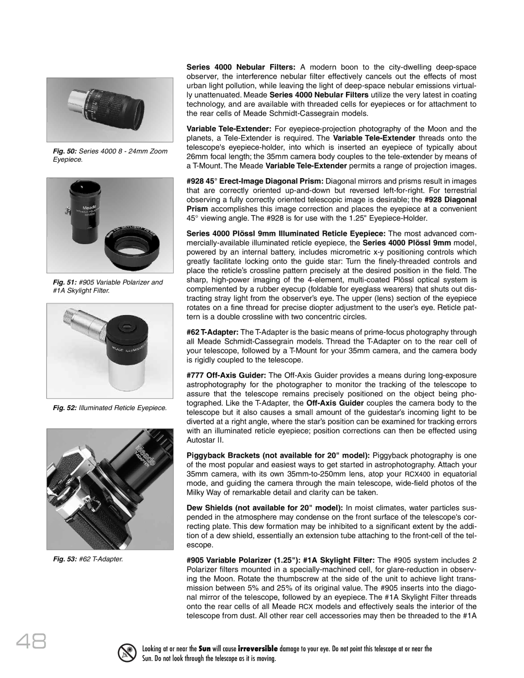 Meade RCX400 instruction manual Series 4000 8 24mm Zoom Eyepiece 