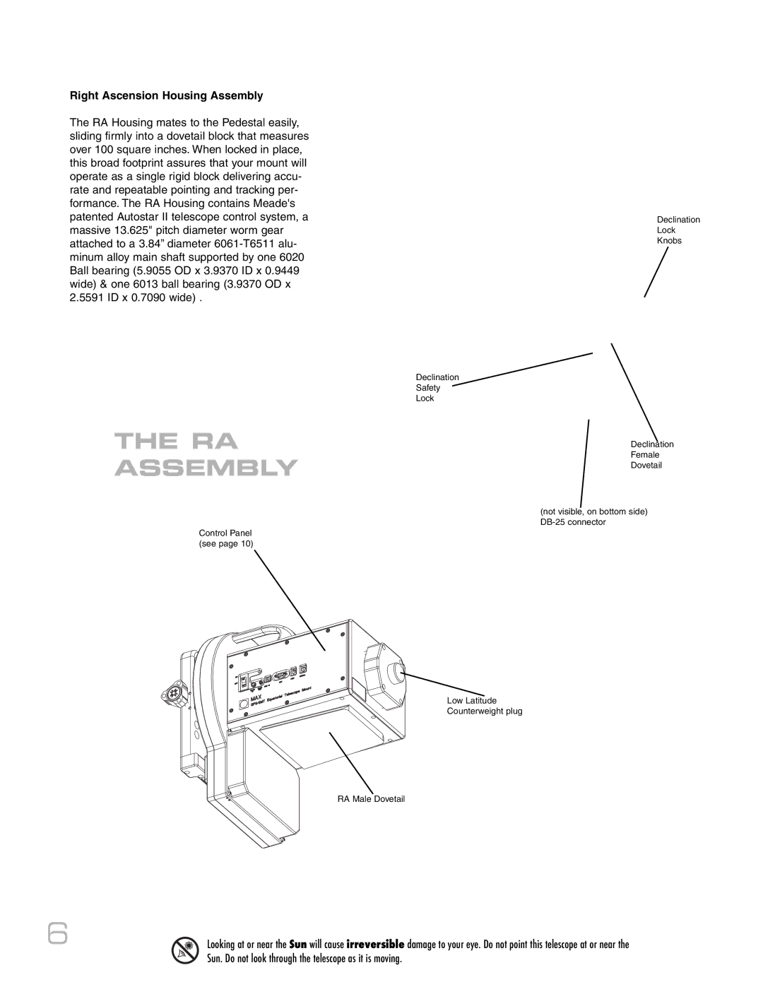 Meade RCX400 instruction manual Right Ascension Housing Assembly 