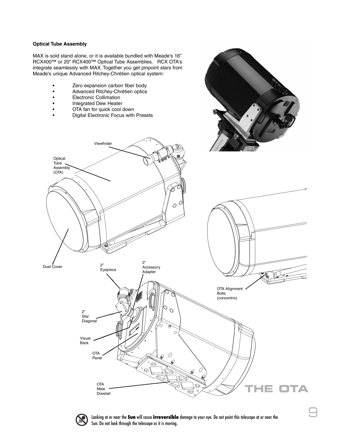 Meade RCX400 instruction manual The Ota, Optical Tube Assembly 