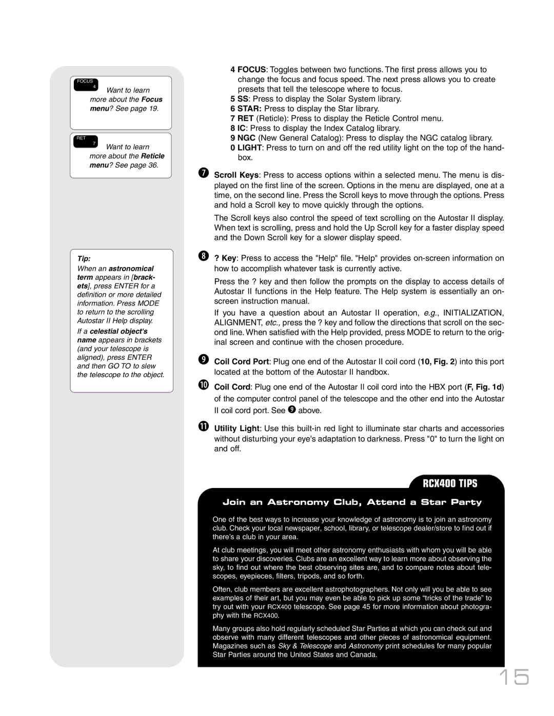 Meade RCX400TM instruction manual RCX400 Tips 