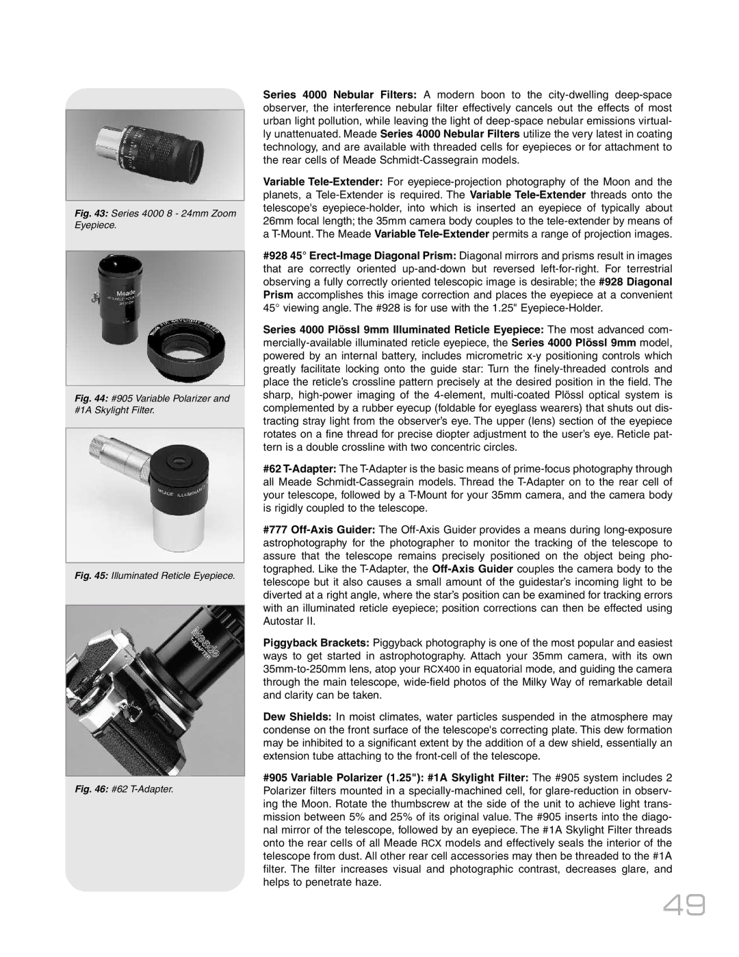 Meade RCX400TM instruction manual Series 4000 8 24mm Zoom Eyepiece 