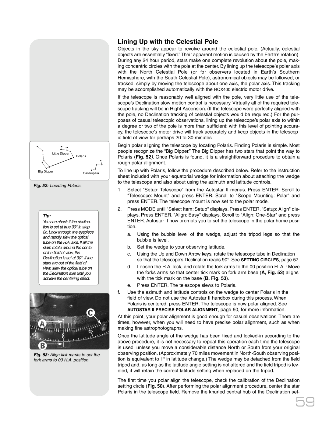 Meade RCX400TM instruction manual Lining Up with the Celestial Pole, Locating Polaris 