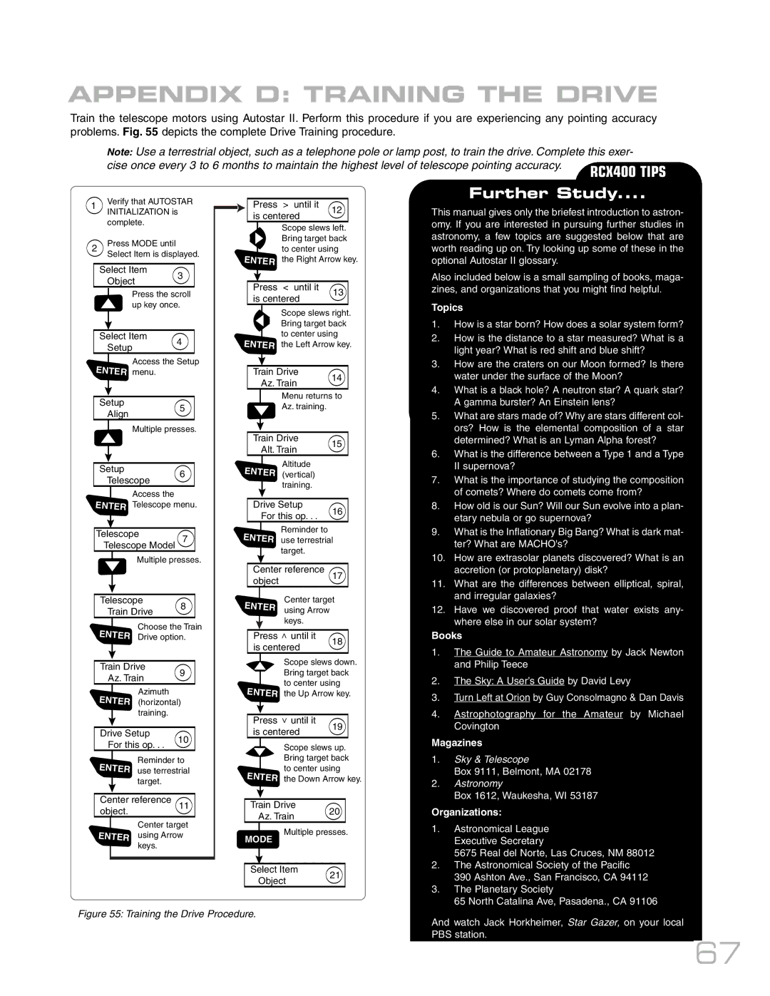 Meade RCX400TM instruction manual Appendix D Training the Drive, Further Study 