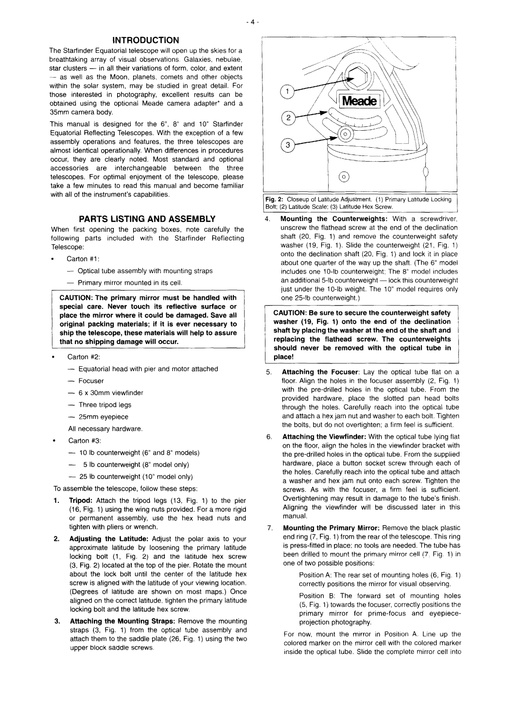 Meade Starfinder Reflecting Telescope manual 