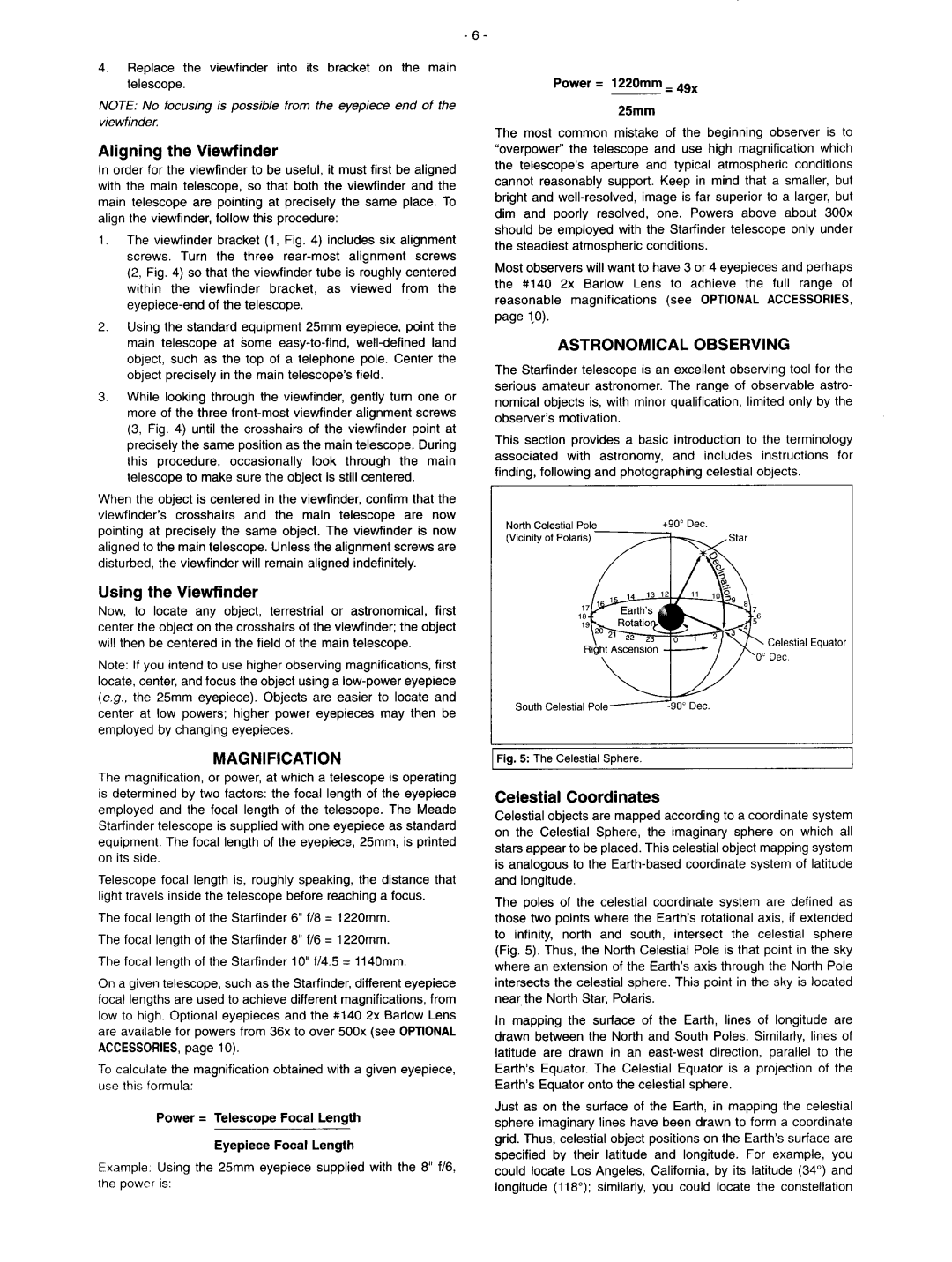 Meade Starfinder Reflecting Telescope manual 