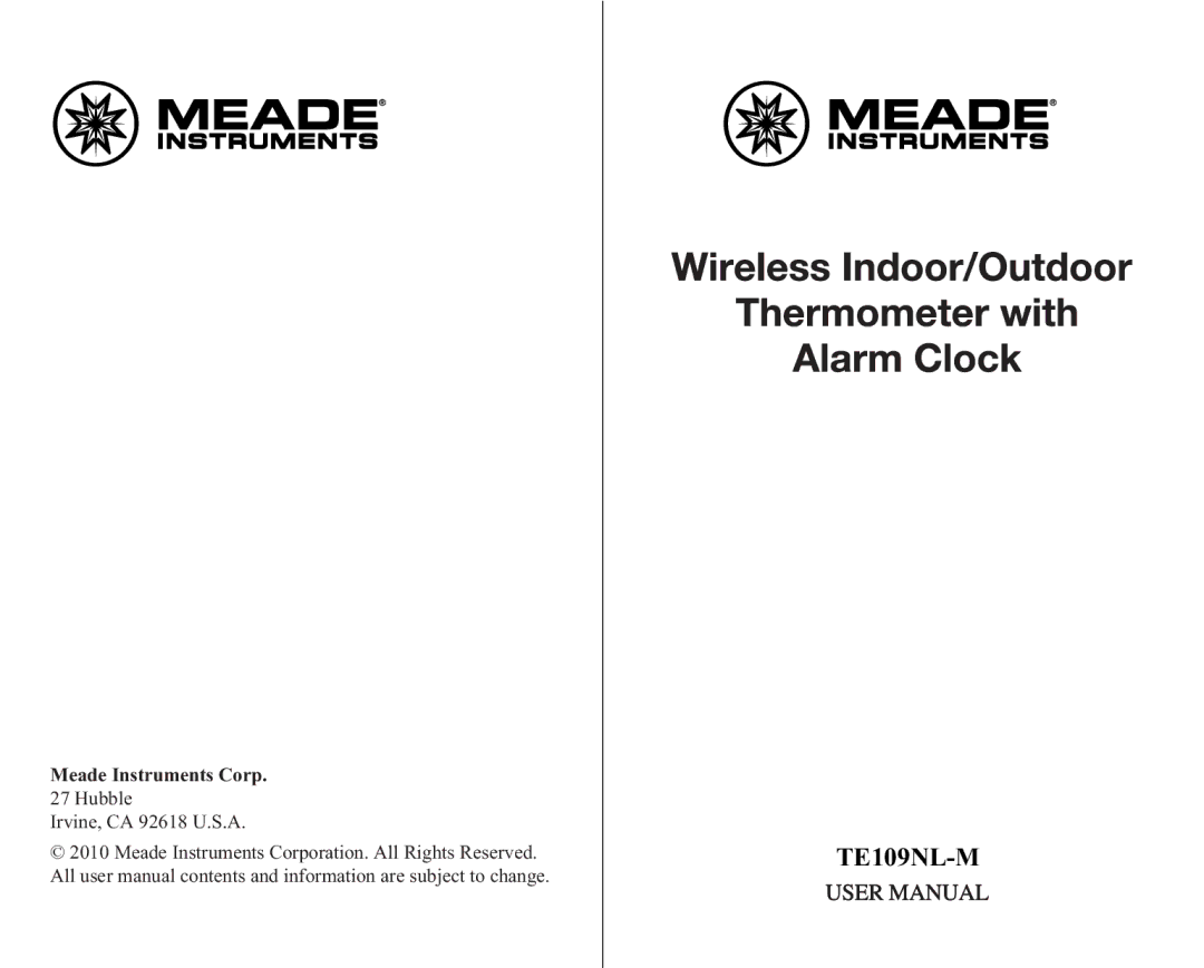 Meade TE109NL-M user manual 