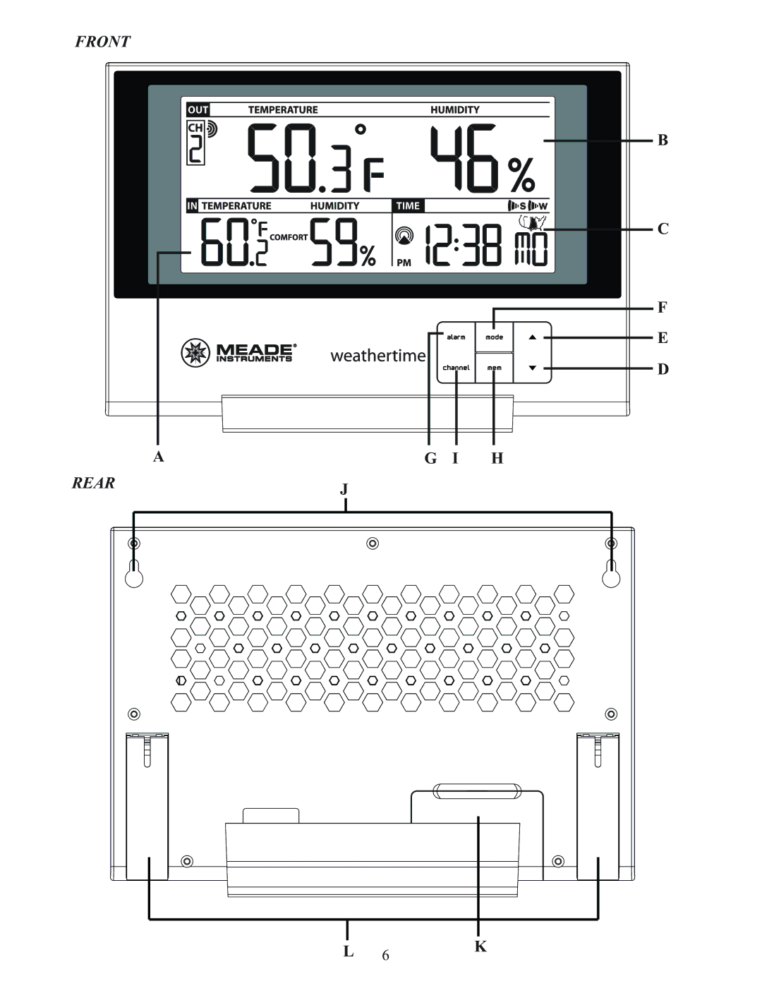 Meade TE256W user manual Front Rear 