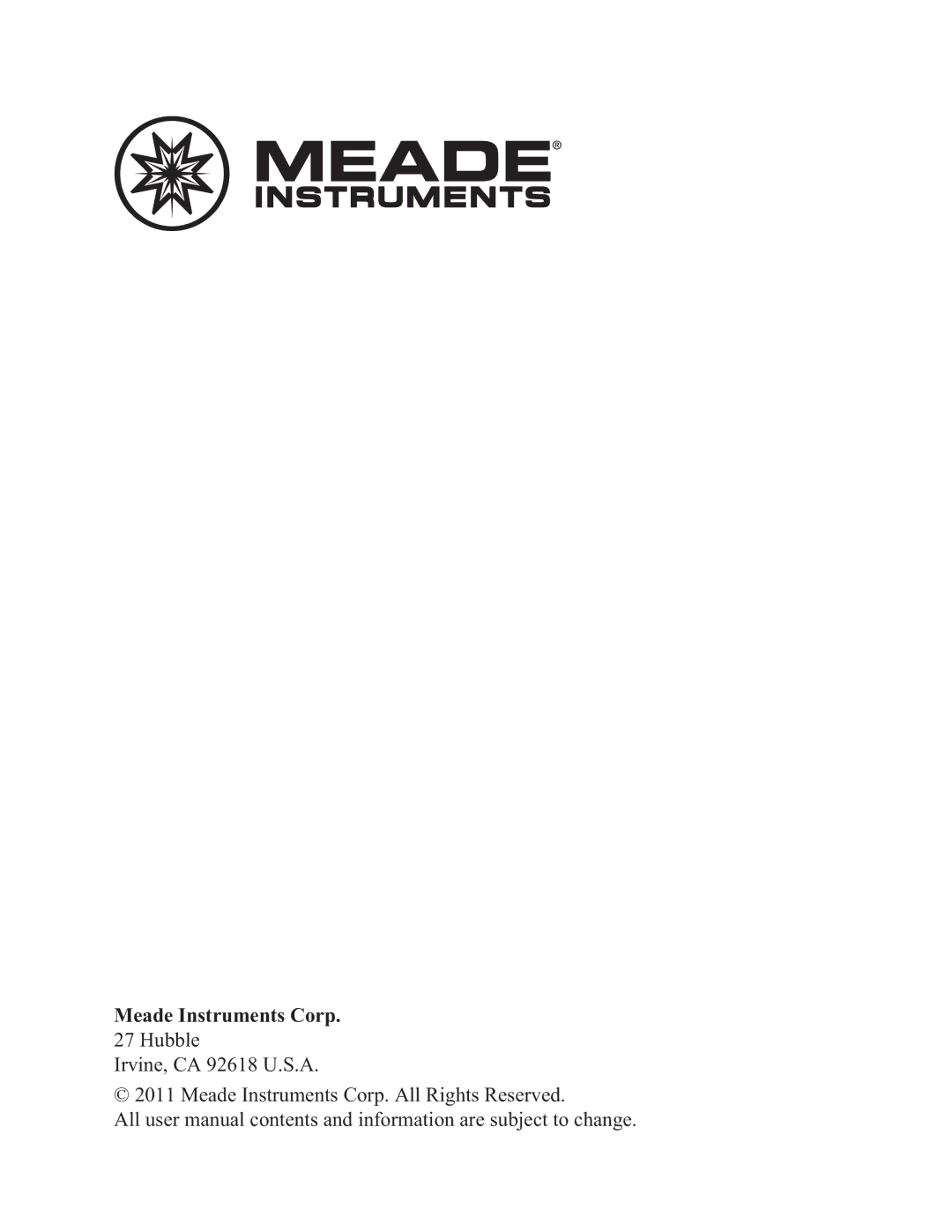 Meade TE636W user manual Meade Instruments Corp 