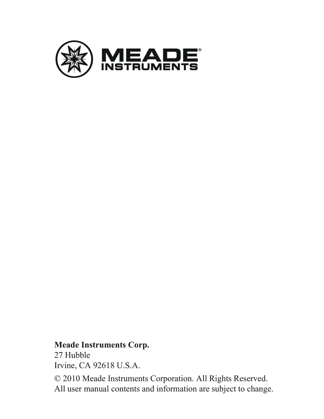 Meade te923w-m user manual Meade Instruments Corp 