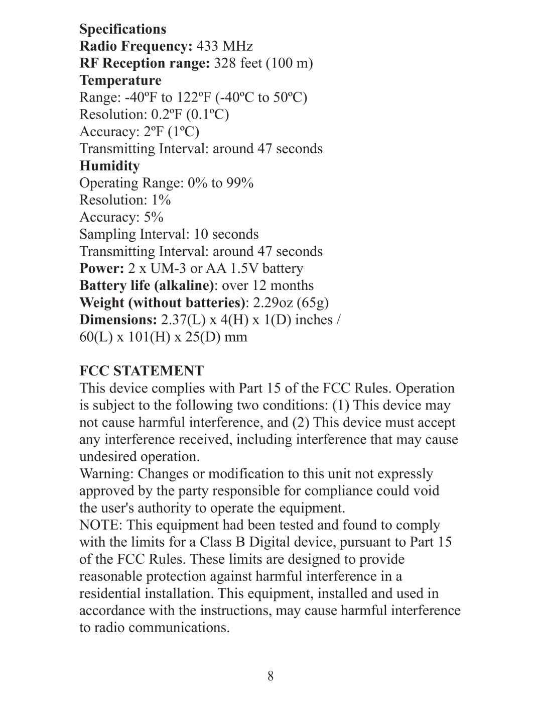 Meade te923w-m user manual FCC Statement 